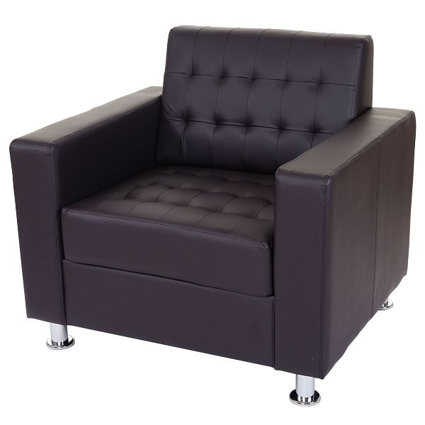 Mendler Kunda fauteuil, fauteuil, kunstleer, metalen poten, koffie, 51631+51632
