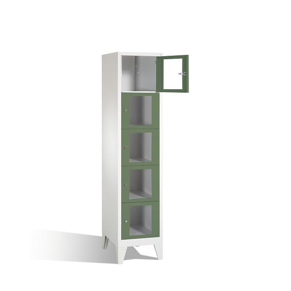 C+P lockerkast Classic, H1850xB420xD500mm, kleur: lichtgrijs / reseda groen, 8010A125 S10004