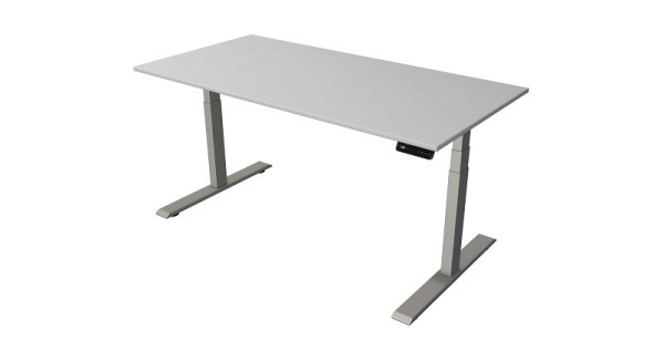 Kerkmann sta-/zittafel B 1600 x D 800 mm, zilver, elektrisch in hoogte verstelbaar van 630 - 1270 mm, lichtgrijs/zilver, 10276311