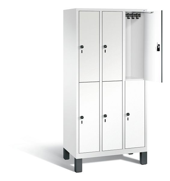 C+P locker, dubbellaags Evolo, H1850xB900xD500mm, kleur: verkeerswit / decor wit, 48310-30 S10463