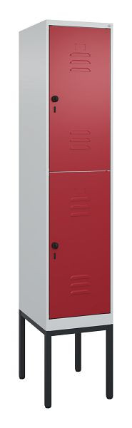 C+P Doppelstöckiger Spind Classic PLUS, Gestell, 2120x400x500mm, 7035/3003, Drehriegel, 0803307-12 S10001