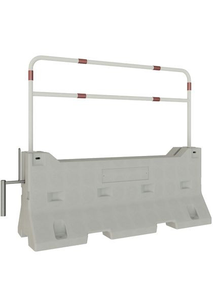 Schake betonbarrière SET 3 bestaande uit: 1x betonbarrière, 1x verbindingselement, 1x buisbeugel, met dwarsbalk, 3F200-SET3-6B