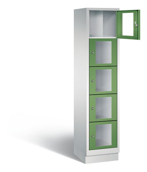 C+P lockerkast Classic, H1800xB420xD500mm, kleur: lichtgrijs / reseda groen, 8020A125 S10004