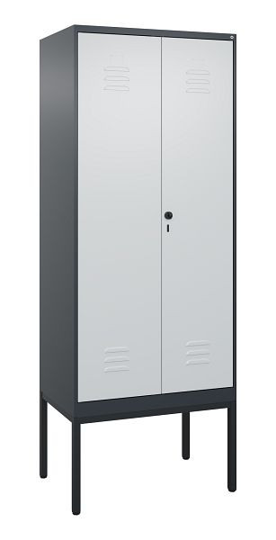 C+P Umkleidespind Classic PLUS, Doppel-Spind, Gestell, 2 Abteile, 2120x800x500mm, 7016/7035, Drehriegel, 0800327-22P S10013