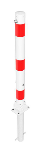 Schake afzetpaal stalen buis Ø 76 x 2,6 mm, opklapbaar, met driehoekslot, voor inzetting in beton met grondhuls type 47, 476FUHB