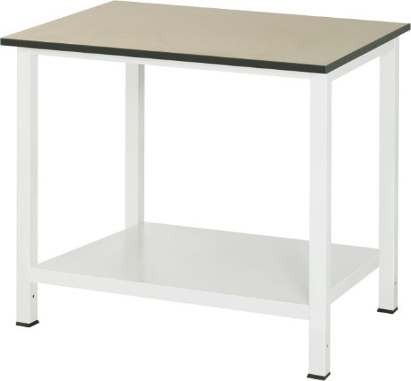 RAU werktafel serie 900, B1000xD800xH825mm, MDF werkblad (medium density fibreboard), dikte 22mm, met plank aan de onderzijde, 650mm diep, 03-900-6-F22-10.12