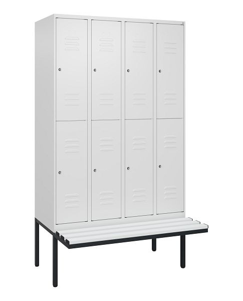 C+P dubbeldekskast Classic PLUS, 4 compartimenten, 2120x1200x815mm, 9016/9016, cilindersloten, zwevende zitting, 0803407-40 S10029