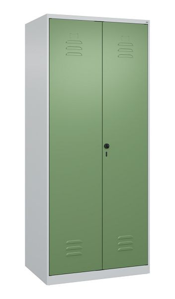 C+P Mehrzweckschrank Classic PLUS, Wäsche-Spind, 2 Abteile, 1850x800x500mm, 7035/6011, Drehriegel, Türen zueinanderschlagend, 080002-22B S10006