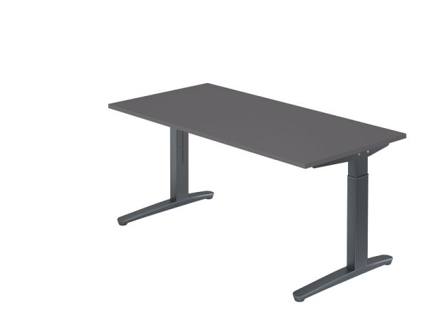 Hammerbacher bureau C-poot 160x80cm grafiet/grafiet, rechthoekige vorm, VXB16/G/GG