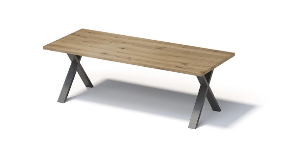 Bisley Fortis Table Regular, 2600 x 1000 mm, rechte rand, geolied oppervlak, X-frame, oppervlak: naturel / framekleur: blank staal, F2610XP303
