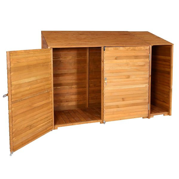 Mendler gereedschapsschuur HWC-J75, gereedschapskast gereedschapsschuur, gebeitst hout, 180x250x93cm, natuurlijke kleur, 83054+89578