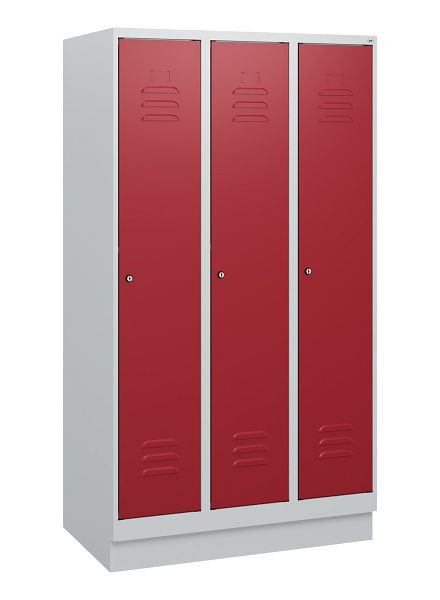 C+P luierkluis Classic PLUS, onderbouw, 3 vakken, 1630x900x500mm, 7035/3003, cilindersloten, 0800205-30 S10016