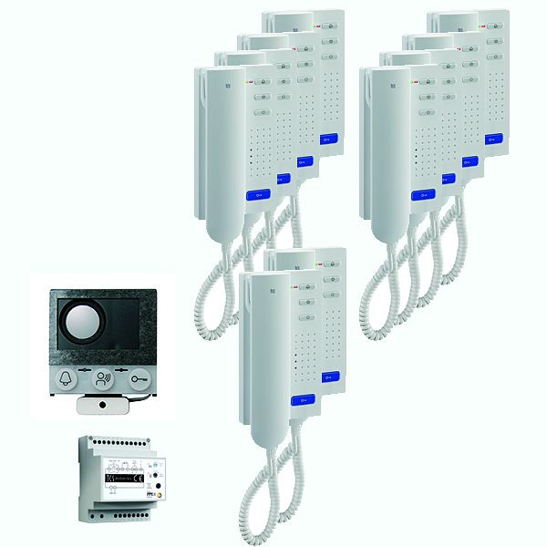 TCS audio:pack installatie voor 10 wooneenheden, met ingebouwde luidspreker ASI12000 + 10x deurtelefoon ISH3030 + besturingsapparaat BVS20, PAIH100/004
