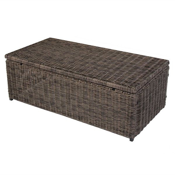 Mendler modulaire poly rotan aluminium bank RomV 37x111x58cm, naturel grijs, salontafel, PE-plaat, 34364