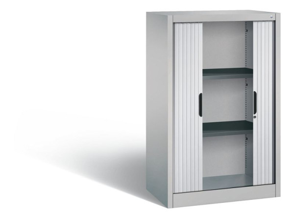 C+P dressoir met rolluik Omnispace, H1230xB800xD420mm, kleur: wit aluminium, verzonken greep, 3 niveaus, 3231-00 S10030