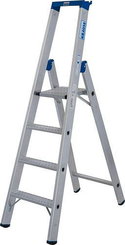 Krause trapladder van aluminium, inclusief plank en emmerhaak, 4 treden R 13, 307632