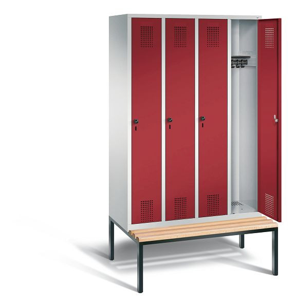 C+P Evolo garderobe, H2090xW1190xD815mm, kleur: lichtgrijs/robijnrood, 48050-40 S10040
