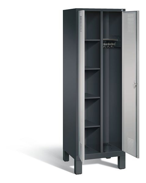 C+P reinigingsmiddelenkast Evolo, H1850xB610xD500mm, kleur: zwart-grijs/wit aluminium, 48060-20 S10064
