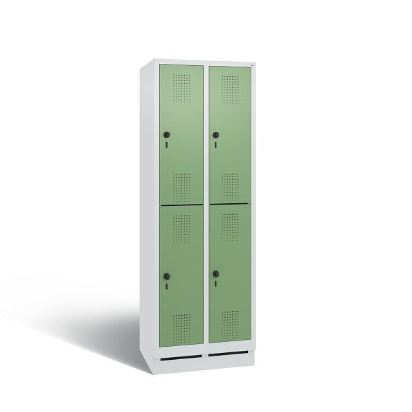 C+P locker tweelaags Evolo, H1800xB610xD500mm, kleur: lichtgrijs / resedagroen, 48320-20 S10168