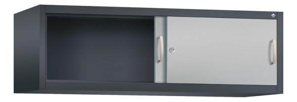 C+P bovenkast Acurado, H500xB1600xD500mm, kleur: zwart grijs/wit aluminium, beugelgreep, 1 niveau, 2154-00 S10046