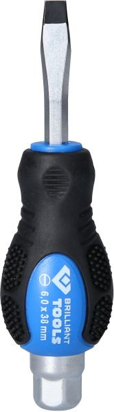 Brilliant Tools gleufschroevendraaier met slagkap, 6,0 mm, bladlengte: 38 mm, BT034803