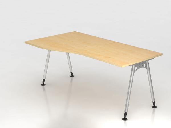 Hammerbacher bureau A-poot 180x100/80cm esdoorn, freeform, links of rechts te monteren, VAS18/3/S