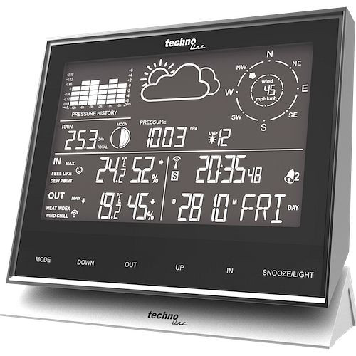 Technoline weerstation, radioklok DCF-77 met handmatige instelmogelijkheid, afmetingen: 138 x 153 x 53 mm, WS 1700