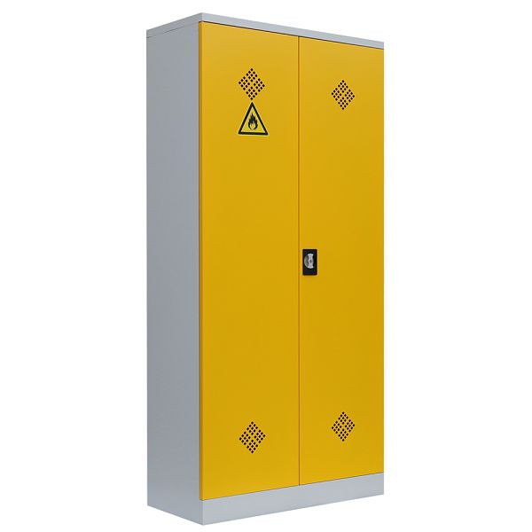 Lüllmann milieukast, 2 deuren, 4 lades, 1950 x 916 x 422 mm, lichtgrijs/koolzaadgeel, 566256