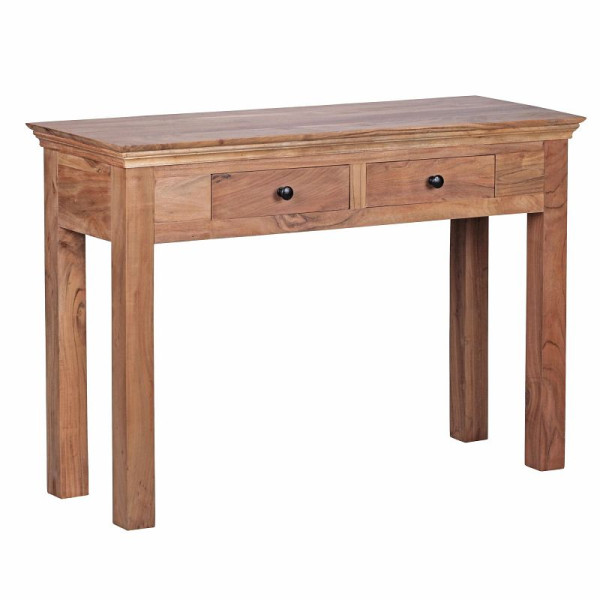 Wohnling consoletafel MUMBAI massief houten acacia console met 2 laden 110 x 40 cm landelijke stijl, WL1.438