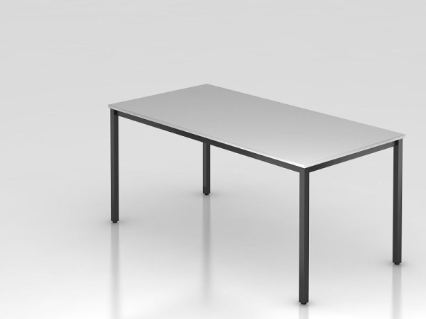 Hammerbacher vergadertafel 160x80cm grijs/zwart vierkant, rechthoekige vorm, VDQ16/5/D