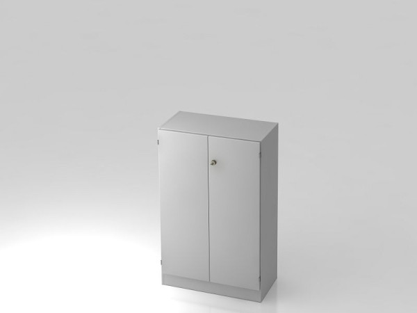 Hammerbacher kast 3OH met onderplaat gestreepte handgreep grijs/grijs, 80x42x127 cm (BxDxH), V6550/5/5/SG