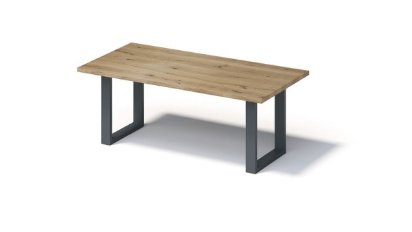 Bisley Fortis tafel Regular, 2000 x 1000 mm, rechte rand, geolied oppervlak, O-frame, oppervlak: naturel / frame kleur: antracietgrijs, F2010OP334