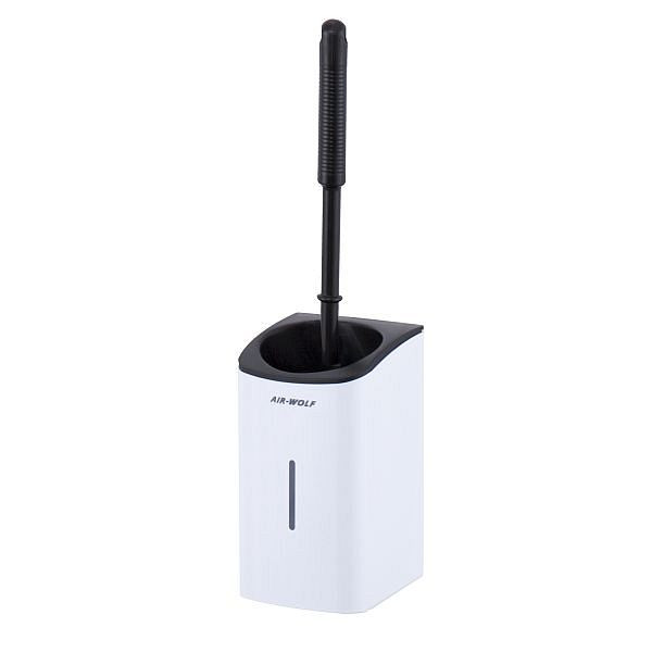 Air Wolf toiletborstelhouder, Alpha-serie, H x B x D: 185 x 100 x 113 mm (zonder handgreep), wit roestvrij staal, 60-130