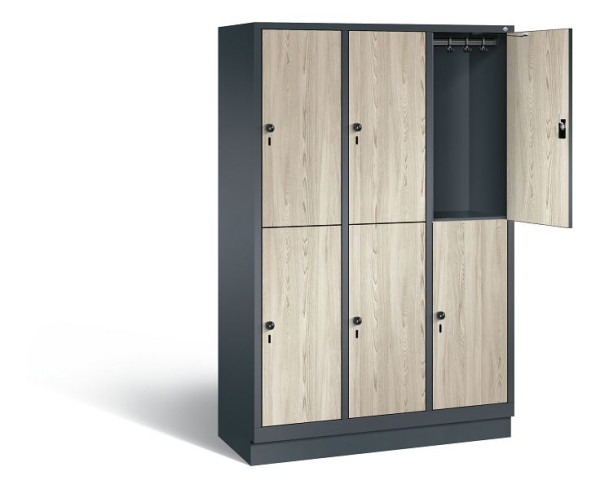 C+P locker, dubbellaags Evolo, H1800xB1200xD500mm, kleur: antracietgrijs / decor Sen ash, 48320-32 S10548