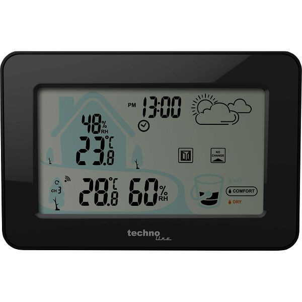 Technoline weerstation, quartz uurwerk, afmetingen: 149 x 100 x 23 mm, WS 9490