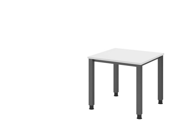Hammerbacher bureau QS08, 80 x 80 cm, blad: wit, 25 mm dik, 4-poots frame in grafiet (vergelijkbaar met RAL 7012), werkhoogte 68-83,5 cm, VQS08/W/G