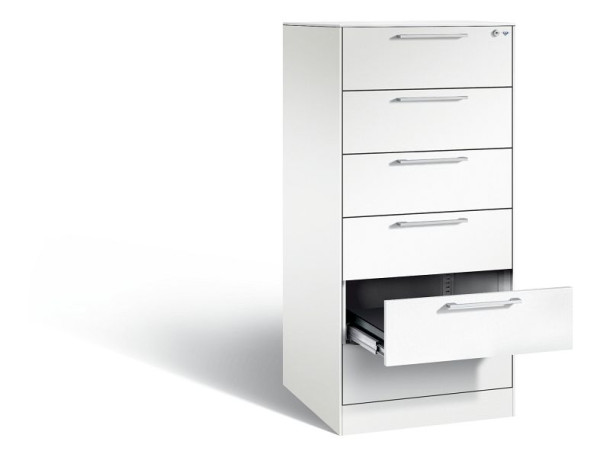 C+P archiefkast Asisto, H1310xB562xD600mm, kleur: verkeerswit, beugelgreep, 146224-622 S10133