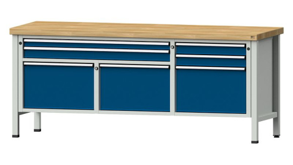 ANKE werkbanken kistwerkbank, model 281 V, 2000 x 700 x 850 mm, RAL 7035/5010, BMP 50 mm, 304.518