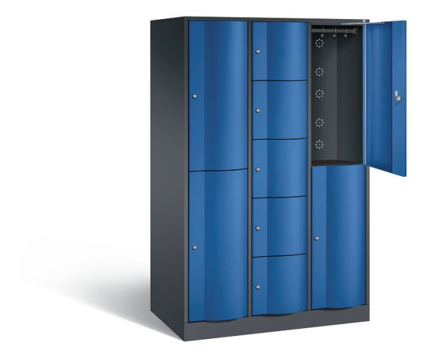 C+P combinatie lockerkast Resisto, H1950xB1148xD640mm, kleur: zwart grijs / gentiaanblauw, 8070-3730 S10007