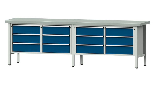 ANKE werkbanken kistwerkbank, model 108 V, 2800 x 700 x 900 mm, RAL 7035/5010, ZBP 50 mm, 301.459