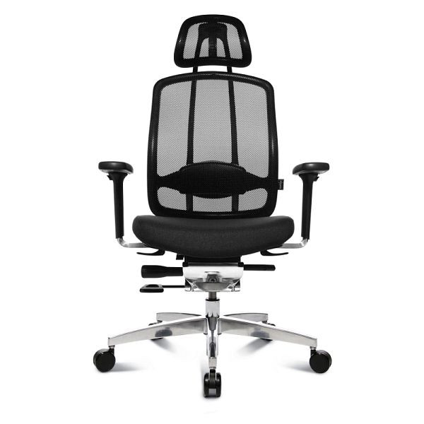 Lüllmann Medic 10 Dondola bureaudraaistoel, mesh rugleuning, aluminium onderstel, zwart, 216750