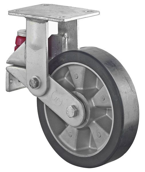 BS-rollen Veerbelast zwaarlastwiel, bokwiel, breedte 40 mm, Ø125 mm, tot 250 kg, polyurethaan gegoten 78 Shore A, aluminium, kogellager, T110.B91.125