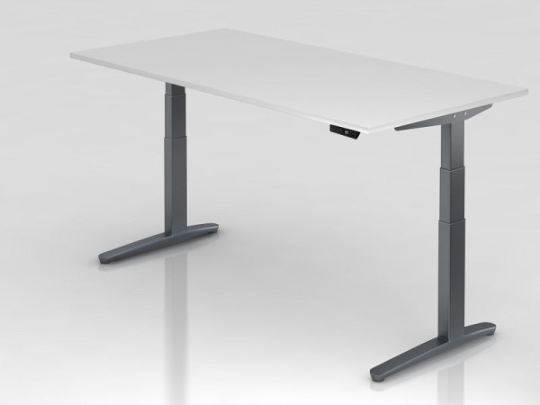 Hammerbacher elektrisch zit-sta bureau 200x100cm wit/grafiet, rechthoekige vorm, VXBHM2E/W/GG