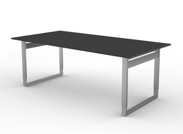 Kerkmann bureau extra groot / vergadertafel met ijzeren frame, vorm 5, B 2000 x D 1000 x H 680-820 mm, antraciet, 11406713