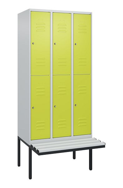 C+P dubbeldekskast Classic PLUS, 3 compartimenten, 2120x900x815mm, 7035/0024, cilindersloten, zwevende zitting, 0803407-30 S10025
