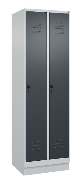 C+P Umkleidespind Classic PLUS, Sockel, 2 Abteile, 1950x600x500mm, 7035/7016, Drehriegel, 080020-20 S10008