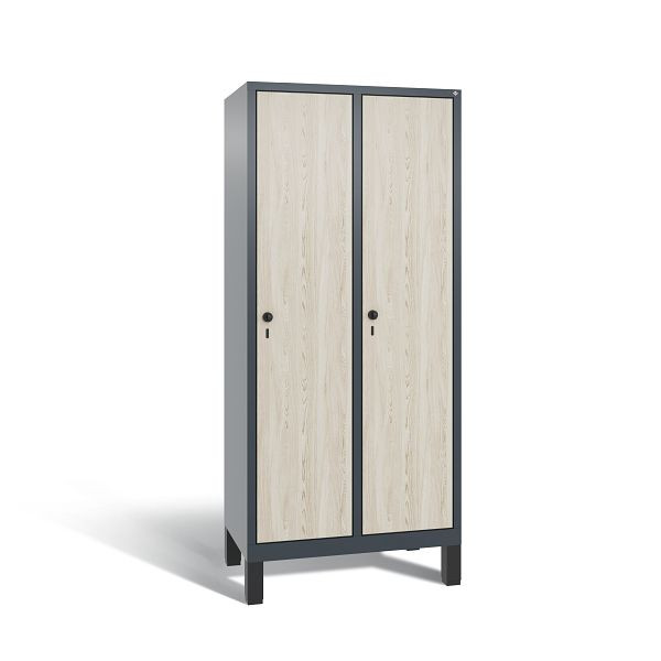 C+P locker Evolo, 2 compartimenten, H1850B810T500 mm, Wit/HPL essen, 48010-22 S10346