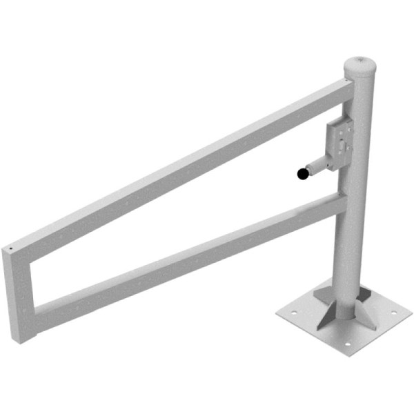 Stone HGS slagboom 360° draaibaar, 1500 mm/zonder verf, profielcilinderslot met verschillende sleutels, voor deuvels met voetplaat (360x360mm), 4013.15zp