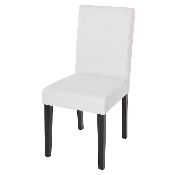 Mendler eetkamerstoel Littau, keukenstoel, kunstleer, mat wit, donkere poten, 74394