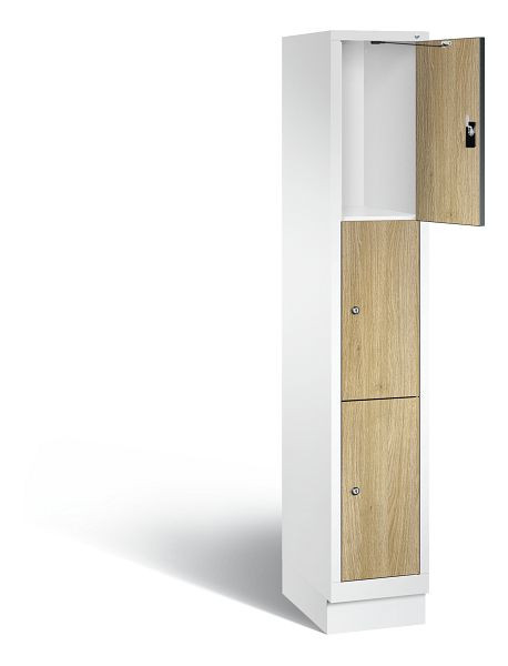 C+P lockerkast Evolo, H1800xB320xD500mm, kleur: verkeerswit / decor eiken Sereno, 48020-103 S10120
